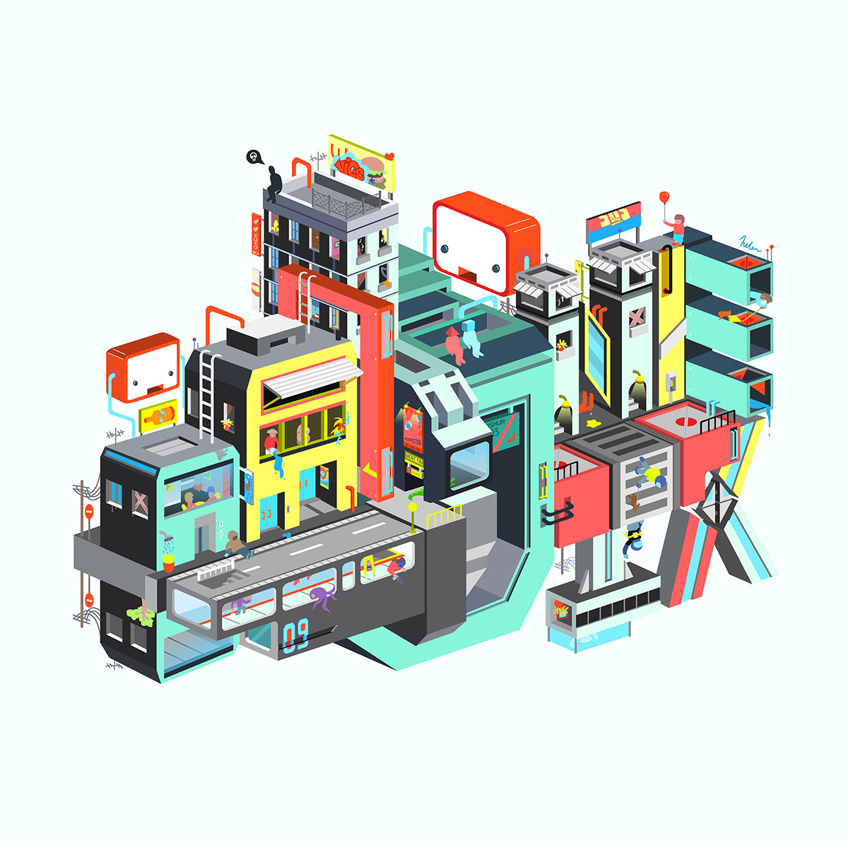Illustrator cubots city vector