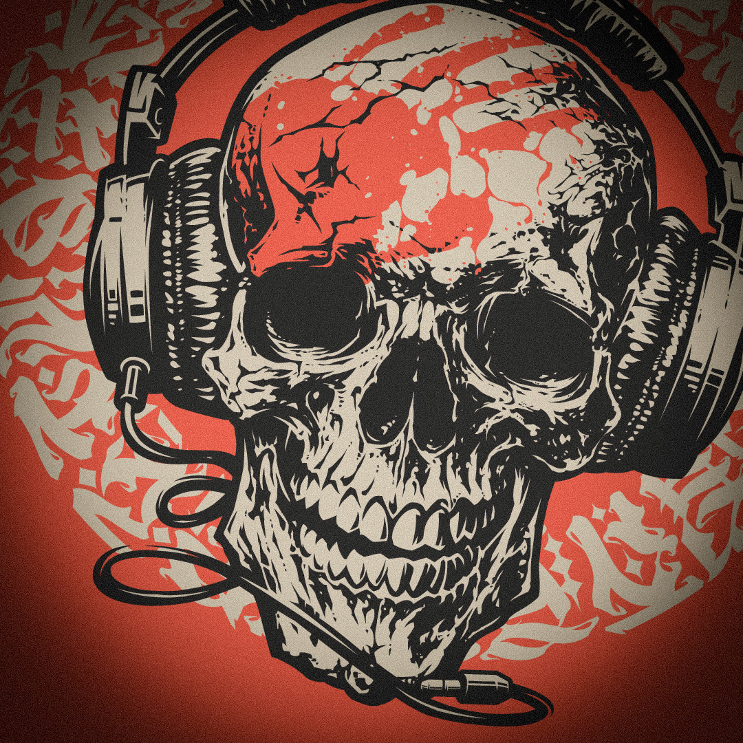 skull vector digital illustration Drawing  adobe illustrator music Cover Art Hardcore metal band