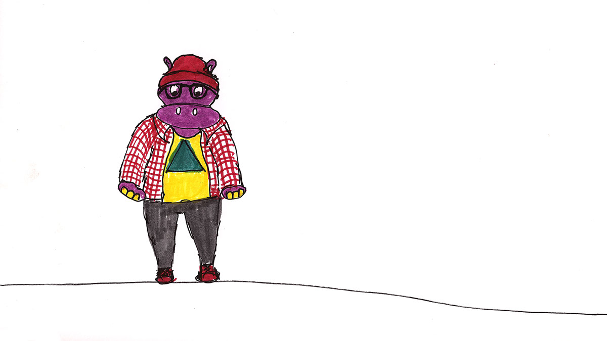 Hipster Hipsterpotamus styleframes hippo decades 20's 50's 60's 80's 90's 40's 2000's hip trendy