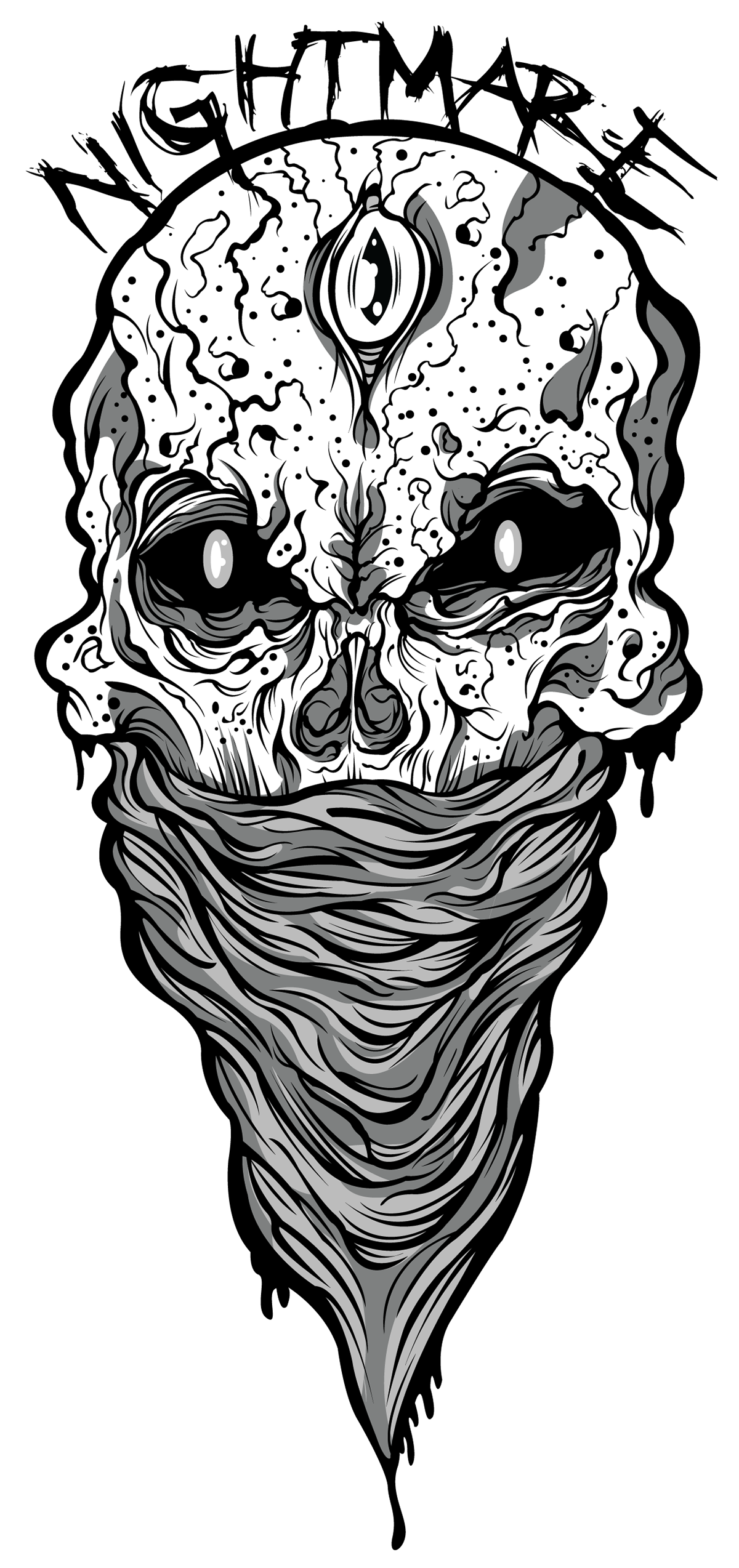 apparel nightmaremikey ILLUSTRATION  skull skulls zombie bandit ghoul goblin designbyhumans