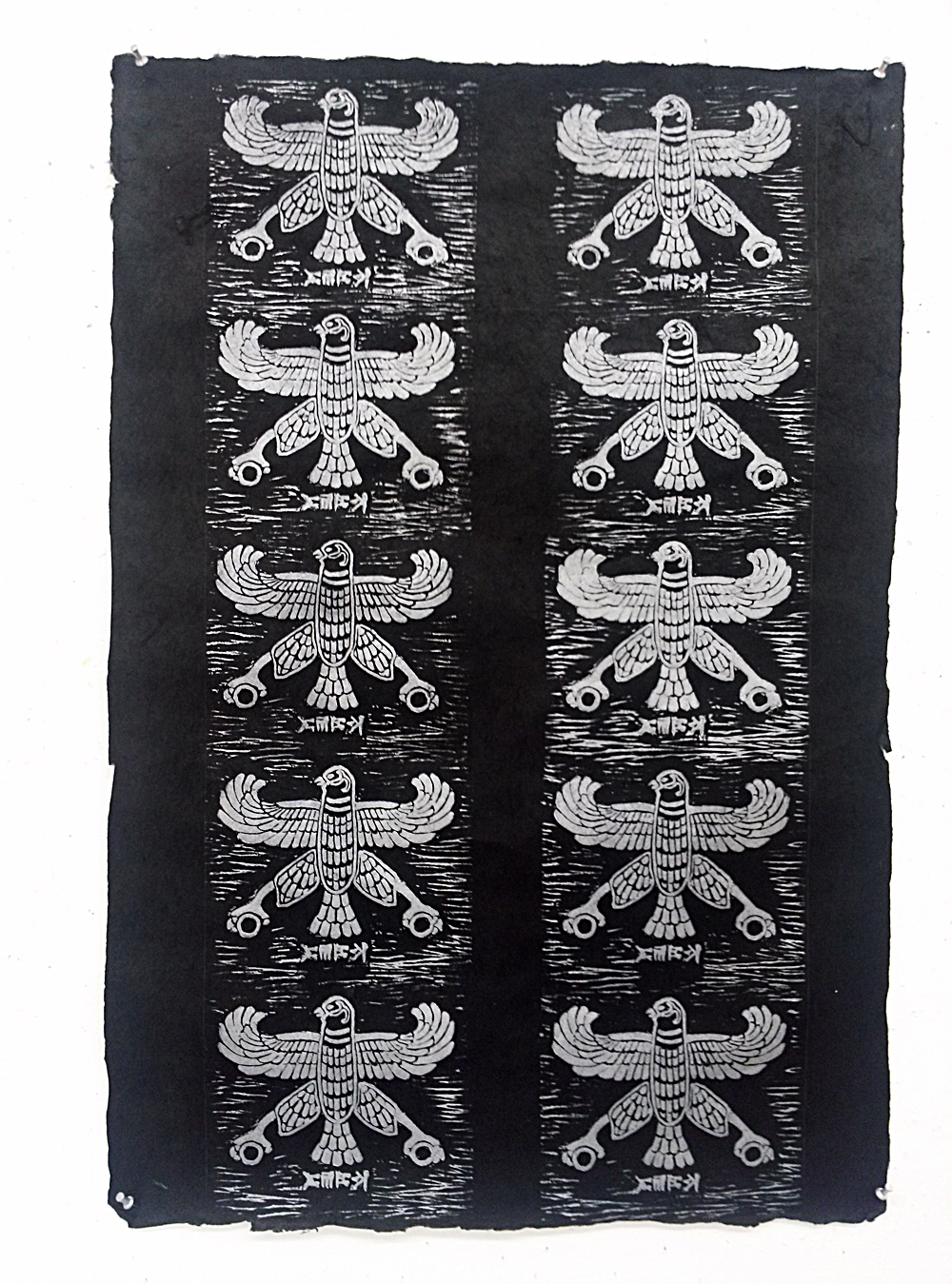 print making linoleum printmaking Iranian motif ancient iran Persian Motif Achaemenid persian miniature Simorgh Phoenix homa Persepolis Takht-e Jamshid Parse Standard of Cyrus