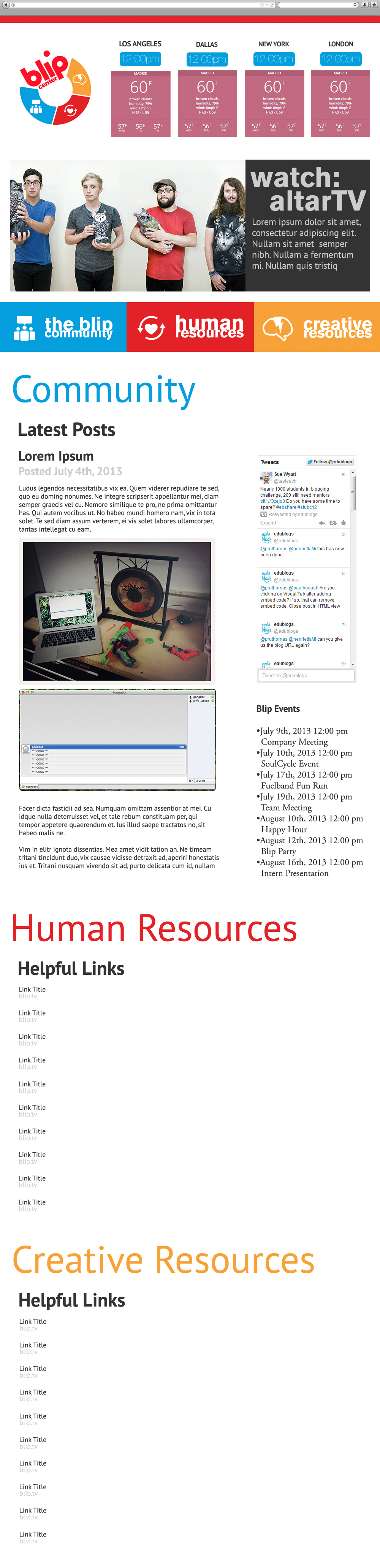 Web Website design human resources internal Blog community mock creative twitter widget Event company