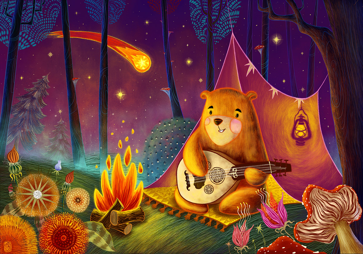 #bear #childrensbook #illustration #puzze camping kidsillustration Magic   owl train