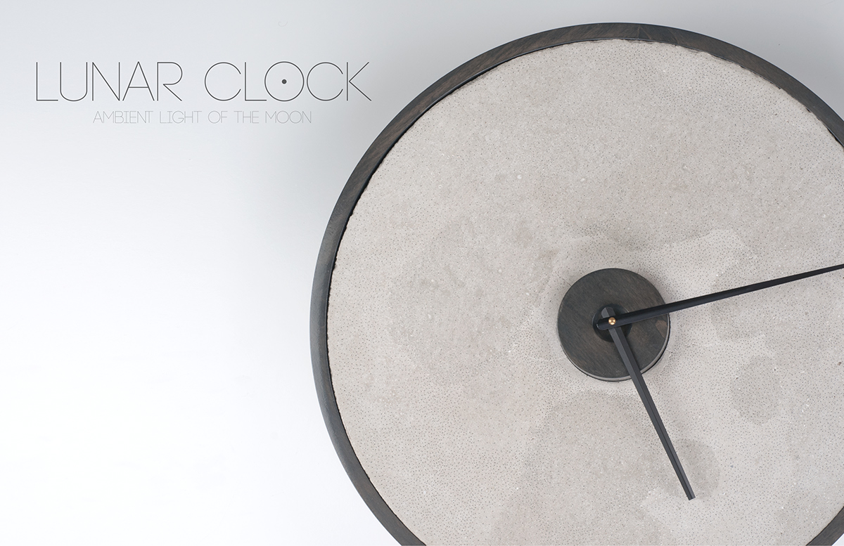 clock time furniture watch design decoration modern minimal concrete translucent Arduino moon phase lunar home