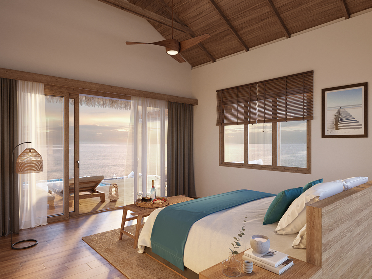 archviz interior design  Maldives Maldives Resort Ocean resort truestudio Trung Trần trungtran visualization