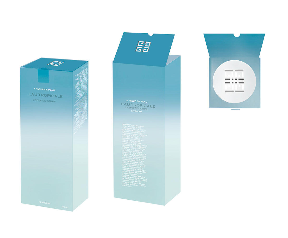 Packaging luxe givenchy A FLEUR DE peau creme de soin hydratante