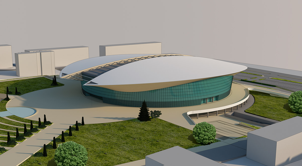 sport Hall sport hall Render 3ds max vray volleyball Park design building basketball green visualization