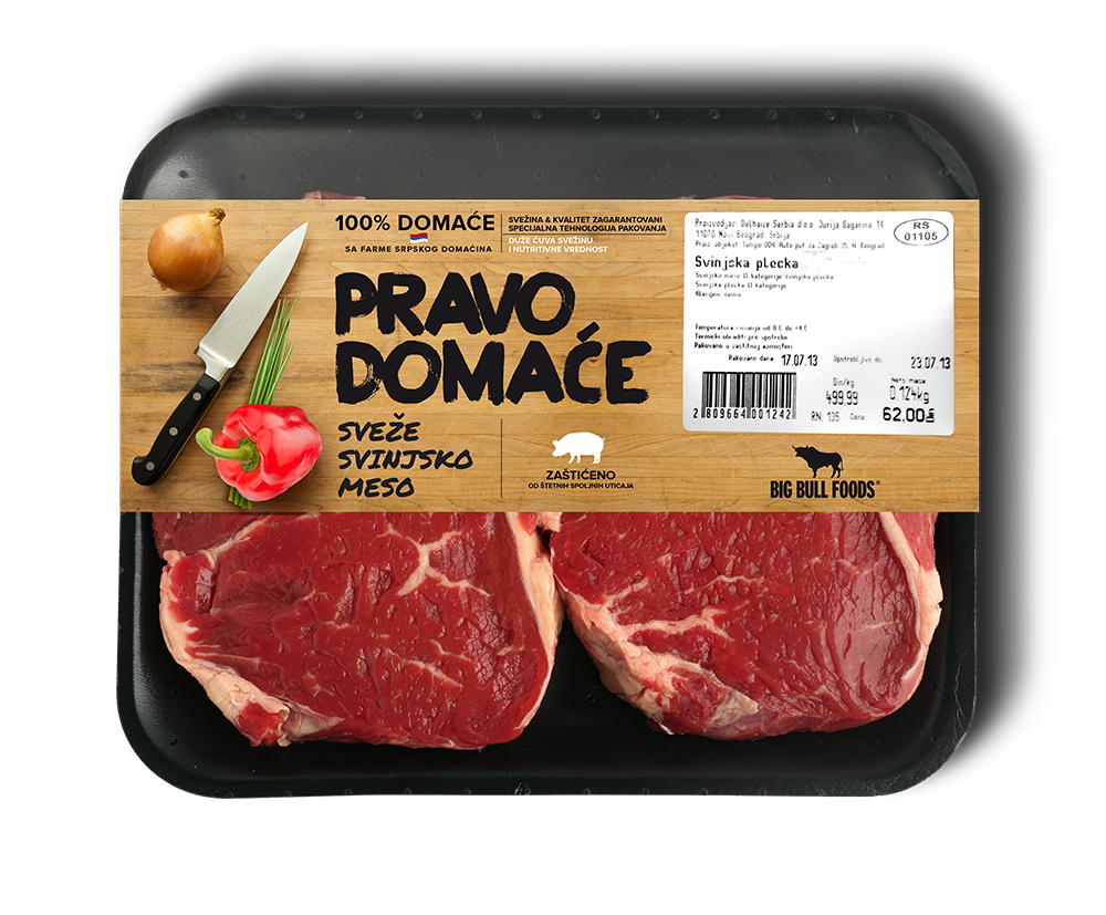 Proposal design meat big bull Serbia package Label typo