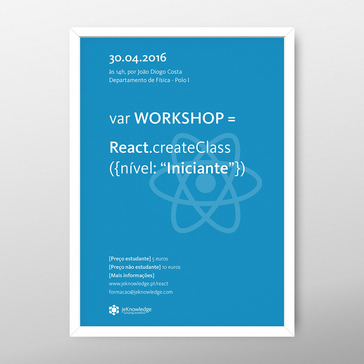 poster Coimbra InDesign Workshop react html/css docker