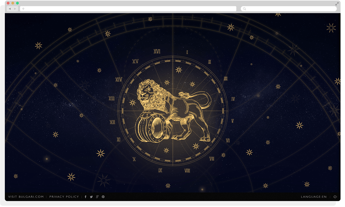Bulgari bvlgari luxury Italy Rome Constellations stars Christmas google street view interactive Interface Webdesign gold blue design
