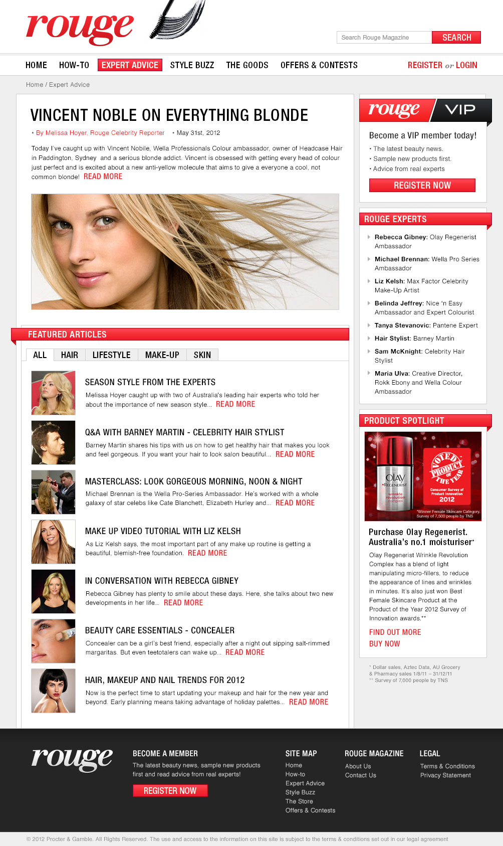 rouge beauty lifestyle magazine Blog user interface user experience expert advice Columns editorial publication Website design makeup
