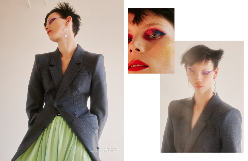 Fashion  beauty editorial color 80s cool edgy