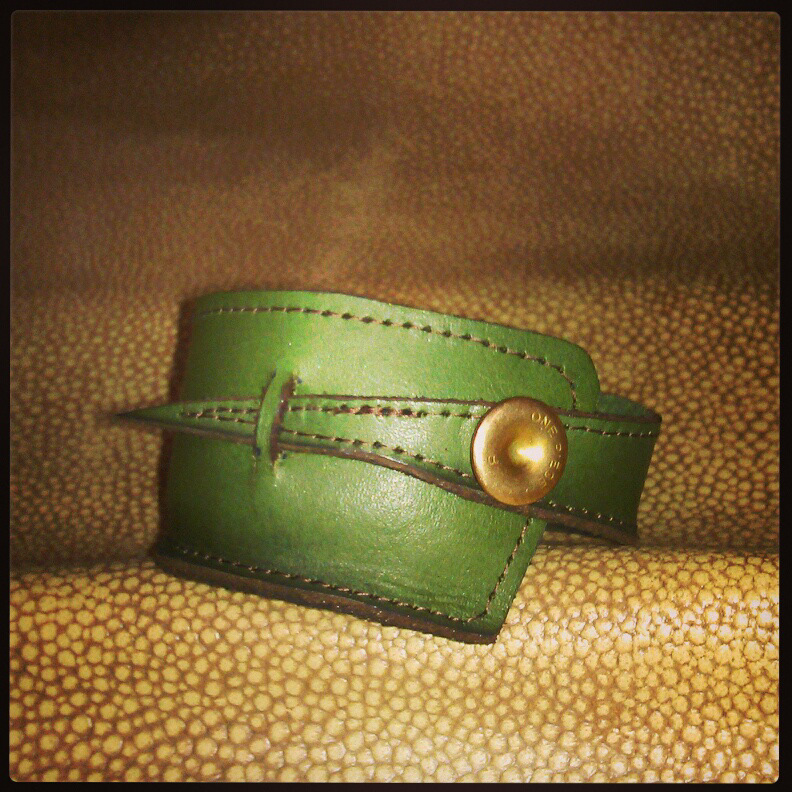 vintage leather cuffs jewelry Style FW'14 bracelet green oneofakind accessories
