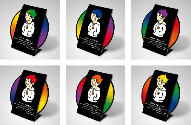business card colour color wheel hair die cut steve robbins design cards
