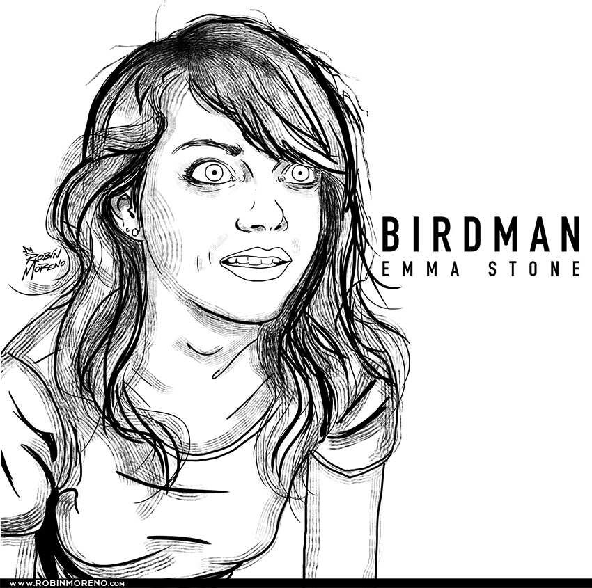 birdman emma stone Michael Keaton Oscars The Oscars robin moreno robin ilustration