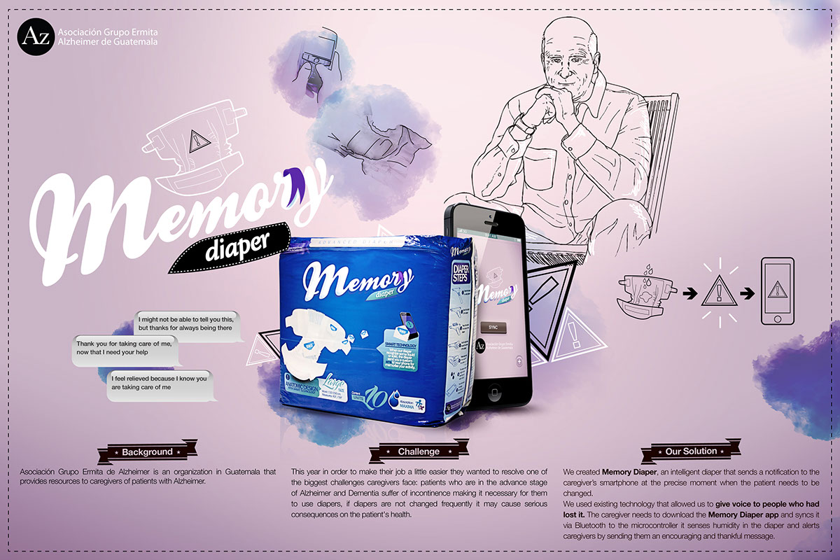Alzheimer Cannes diaper idea copy app mobile Guatemala Escobedo