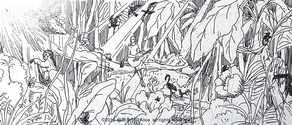 package design  ILLUSTRATION  milk forest rain forest social Illustration animal music guitar Nature