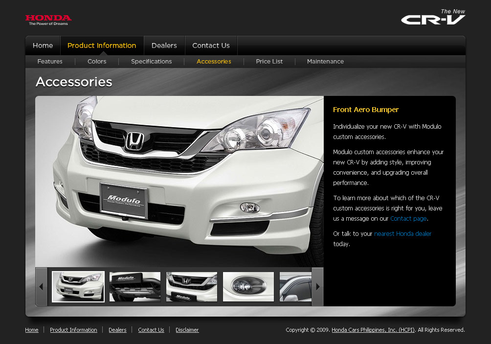 Honda CR-V crossover suv microsite psd design