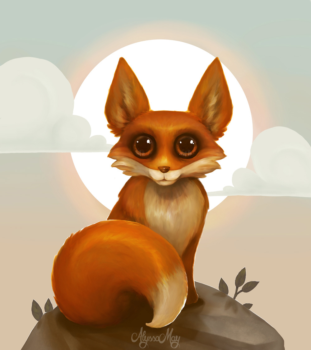 FOX wildlife animal digital painting nursery children's illustration childrens illustration