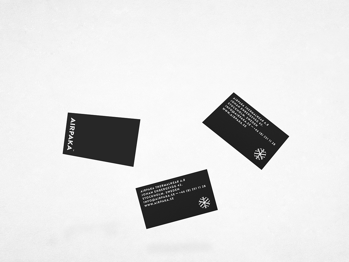airpaka Sweden black White identity business card logo symbol minimal Scandinavian Clothing simple clean stationary wordmark