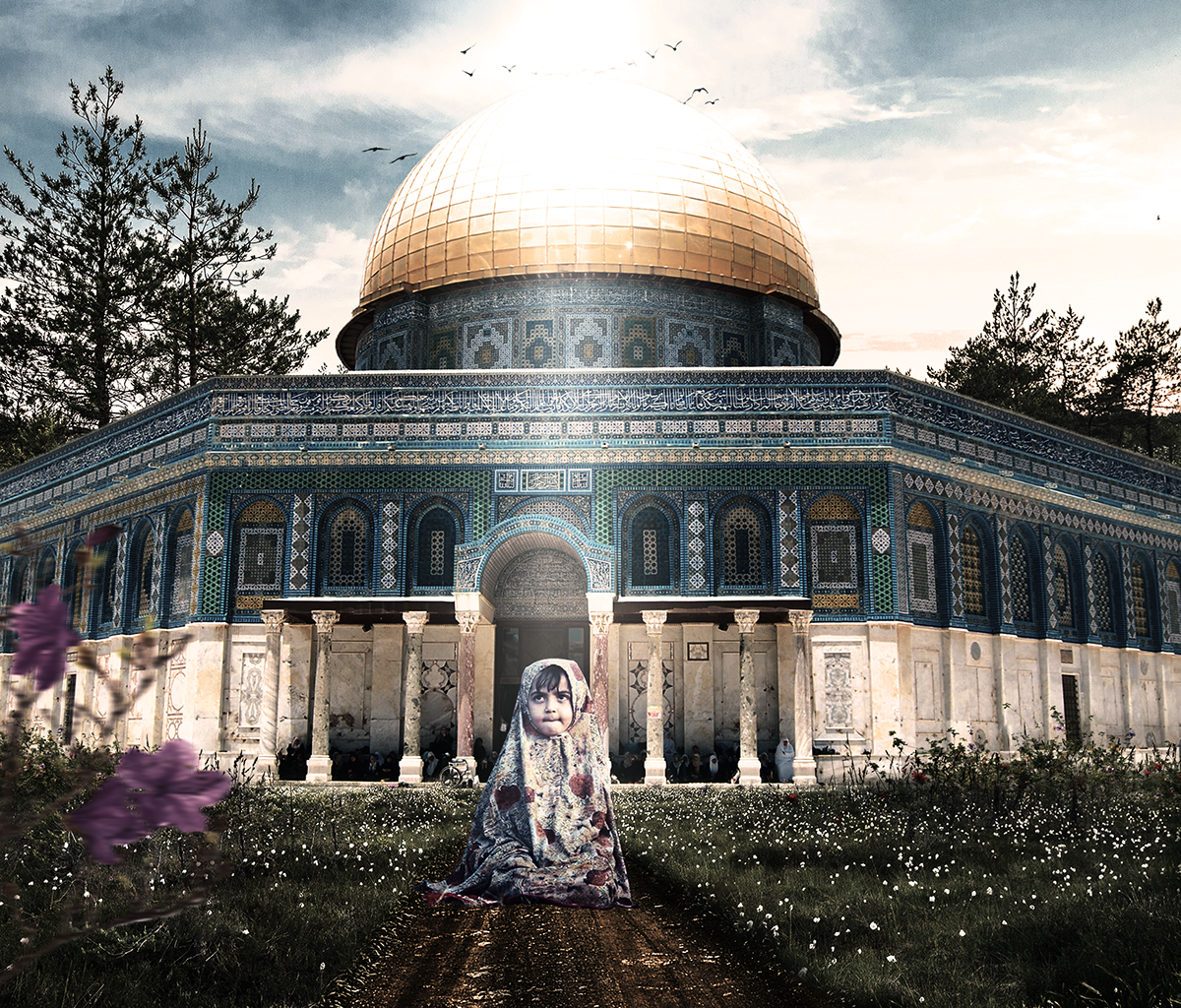 palestine free manipulation photoshop girl Dome of the Rock Mosque