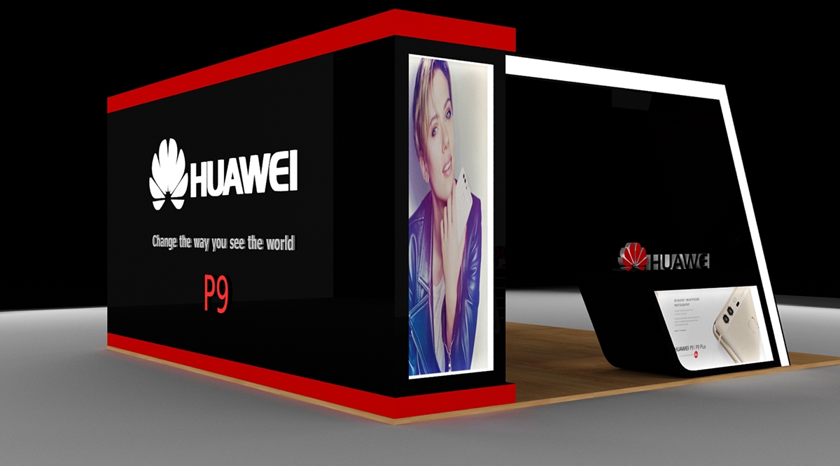 design huawei Roadshow black red P9 mobile Interior creative