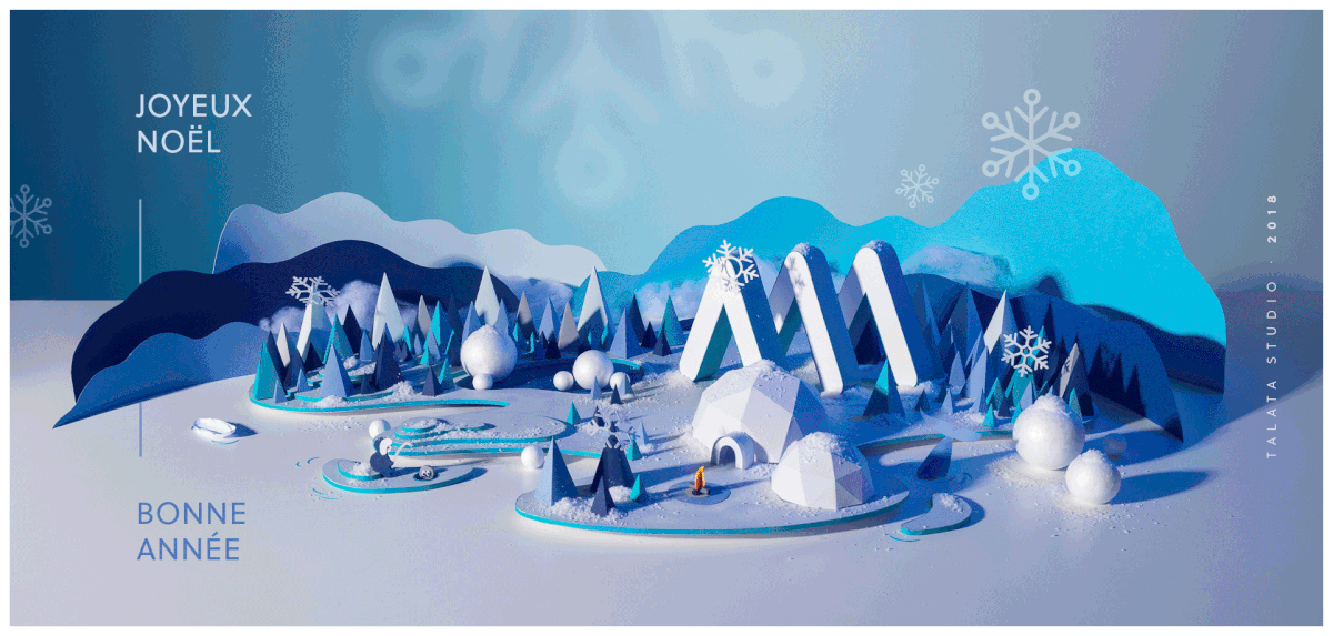 North Pole igloo Christmas snow new year White hand made DIY paper paper art