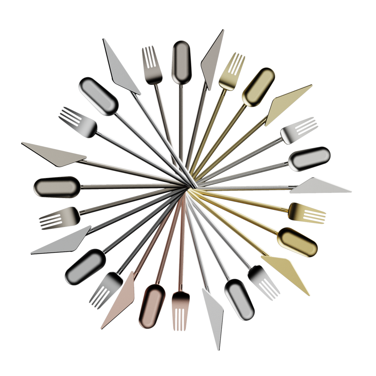 cutlery design CUTLERY SET deconstructed design industrial design  metal rendering product design  silverware