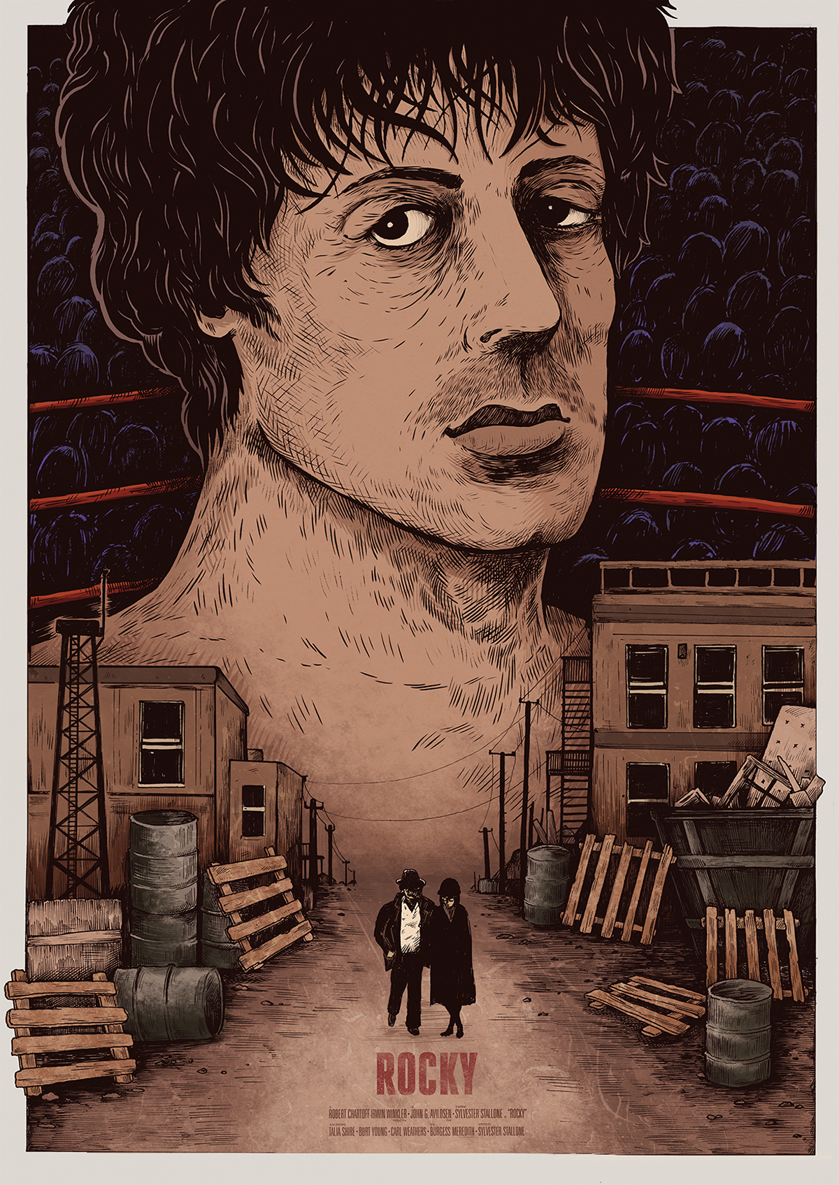 rocky balboa Rocky Boxing movie poster film poster Sylvester Stallone colour texture hand made hand drawn traditional