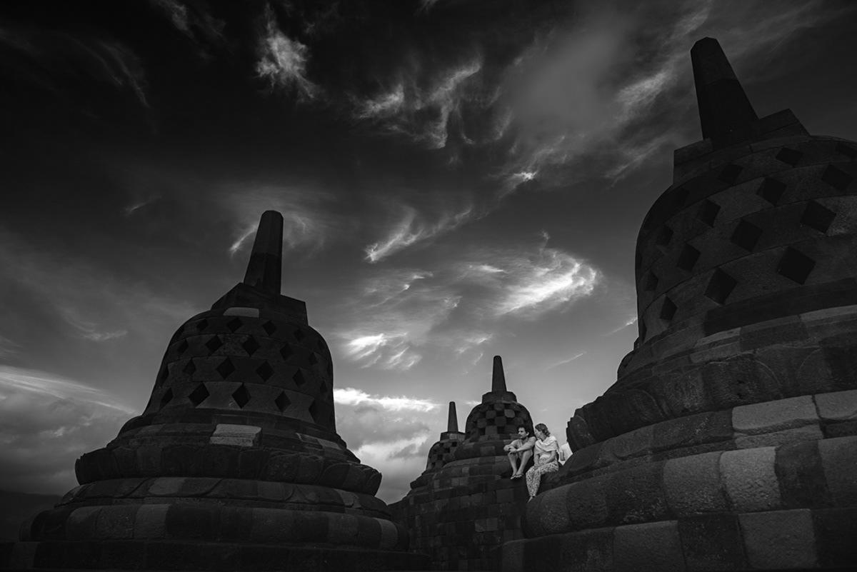 borobudur Buddha budhism indonesia sacred temple black and white java lightroom Photography 