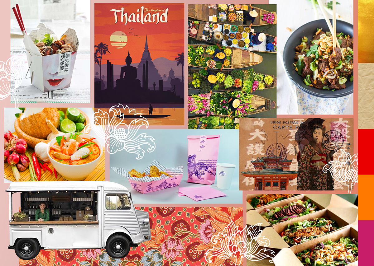 identité visuelle Food  Truck Thai Thailand Bangkok express logo pattern