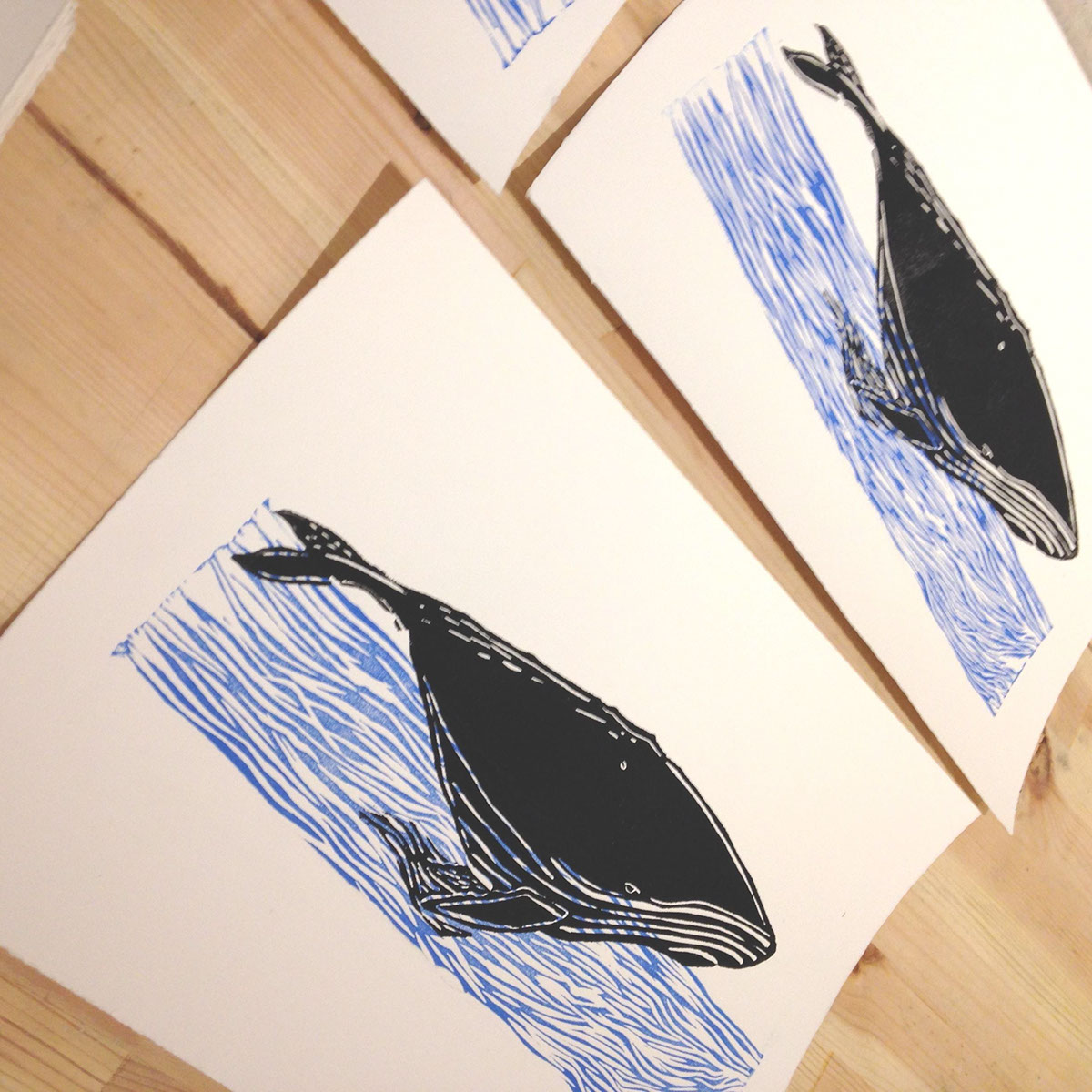 Whale stamp balena balene xilograpia xylography linoleum linoleum cut
