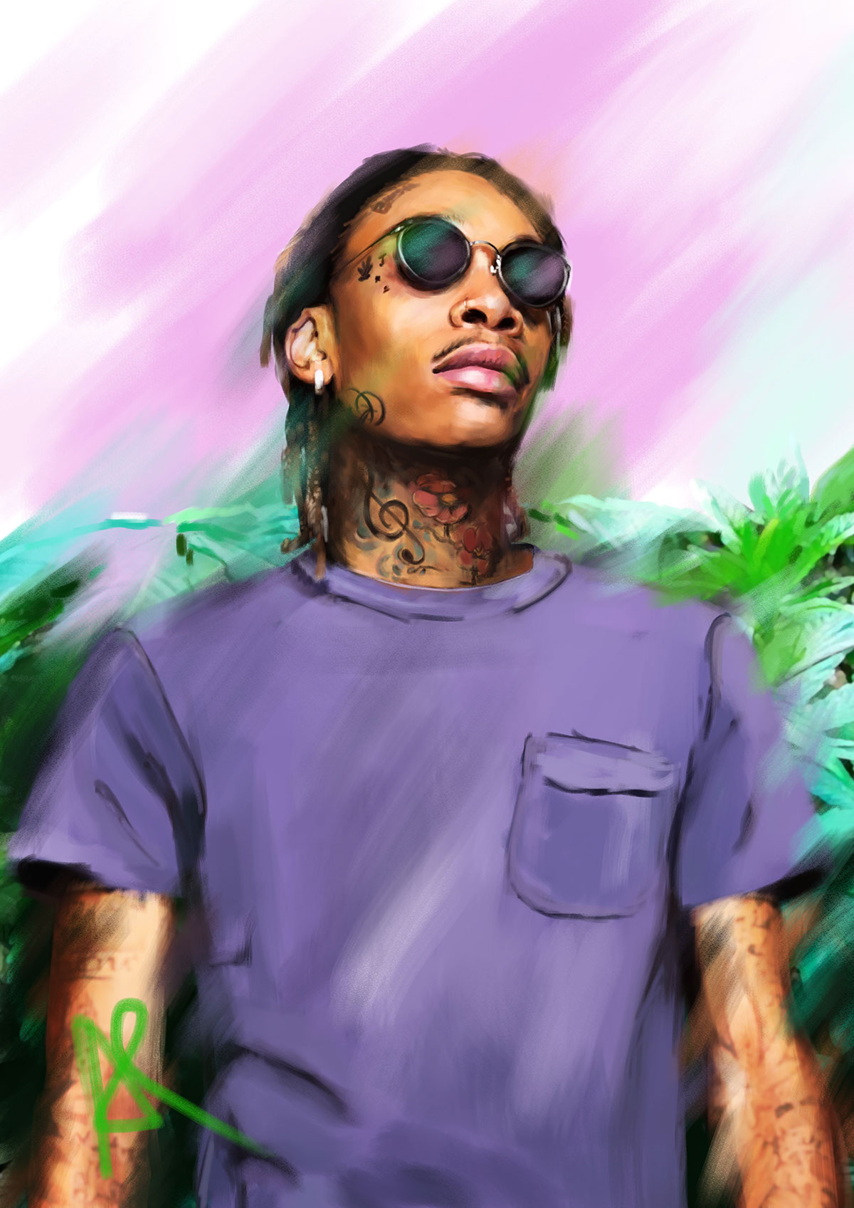 wiz wizkhalifa draw wacom portrait Singer rap weed