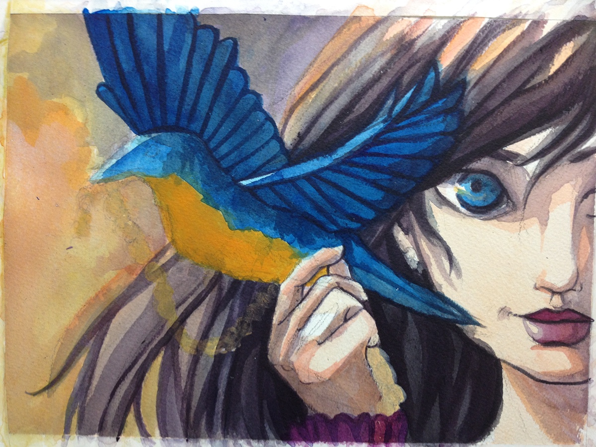 BlueBird girls art acrylics idealism Fun Art