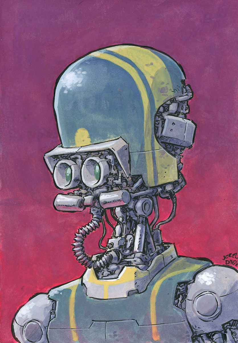 gouache mecha paint Portraiture robot robotdesign   Scifi traditionalart