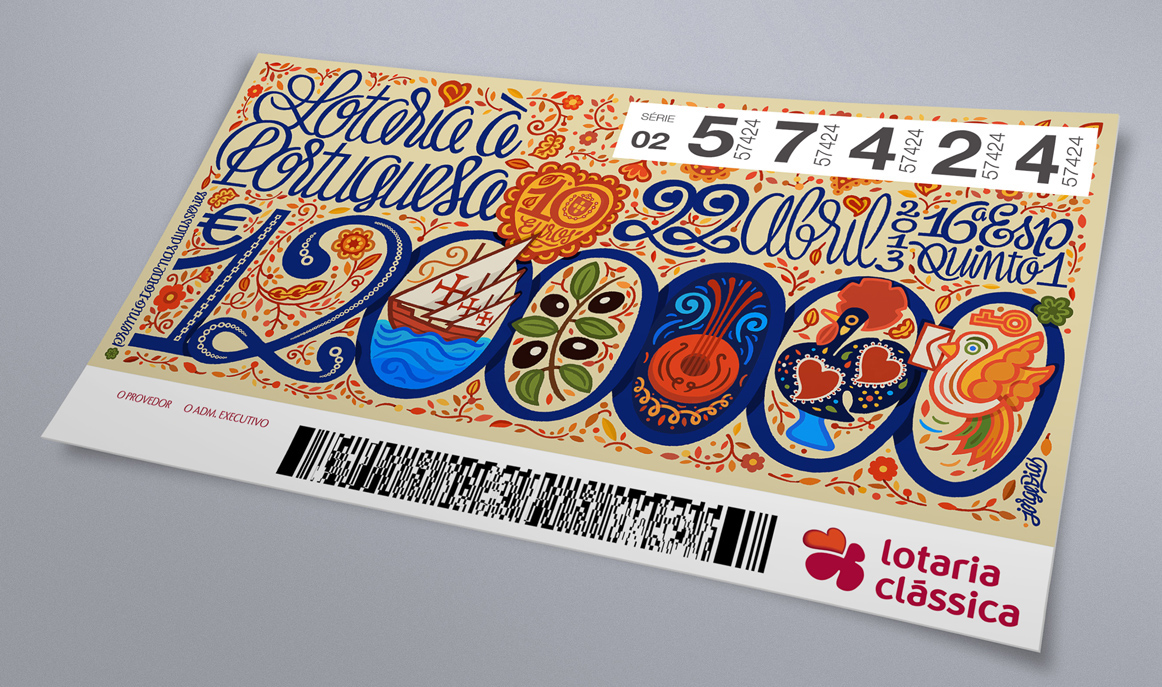 Taluda  contest Portugal craft bordados Lotaria portuguesa Cautela  Lottery lottery ticket