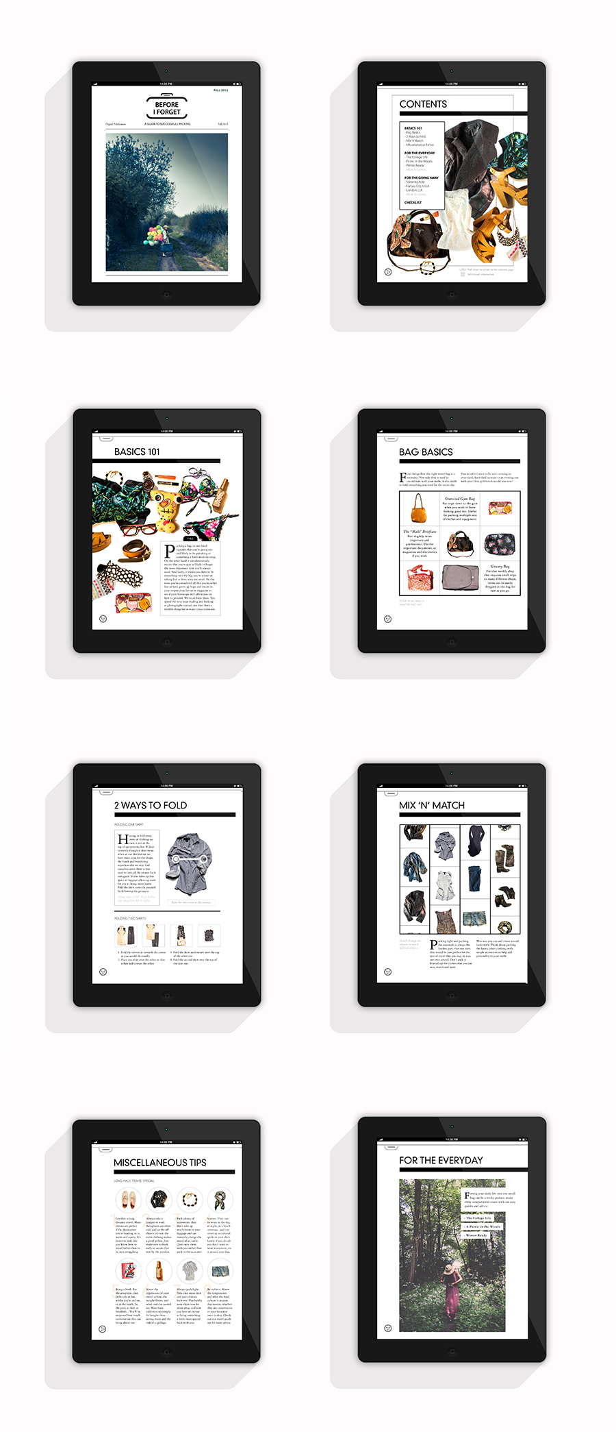 iPad luggage packing design Before I Forget suitcase Style apple ios app interactive DPS digital publishing suite folio