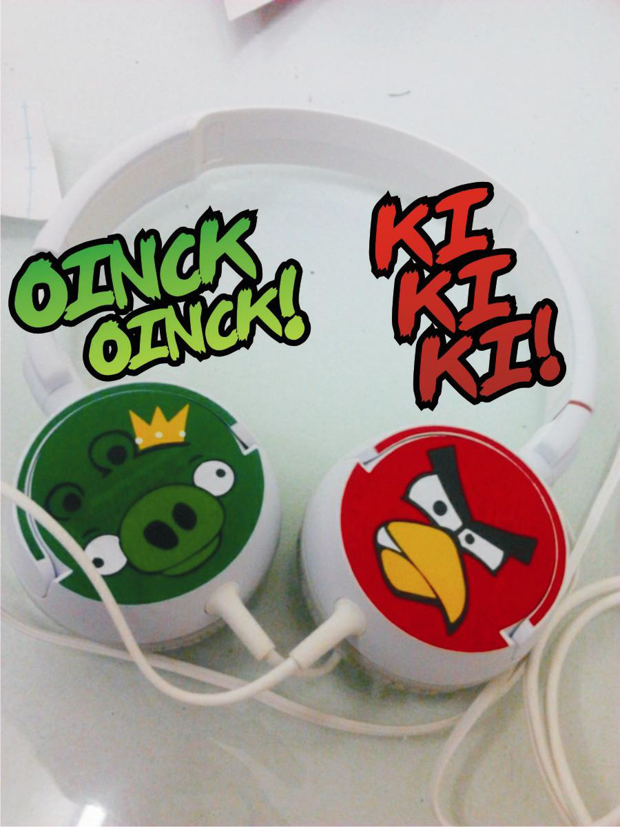 angry birds bad piggies Sony headphones Custom  Plotter  sticker  rovio   vinyl staller 