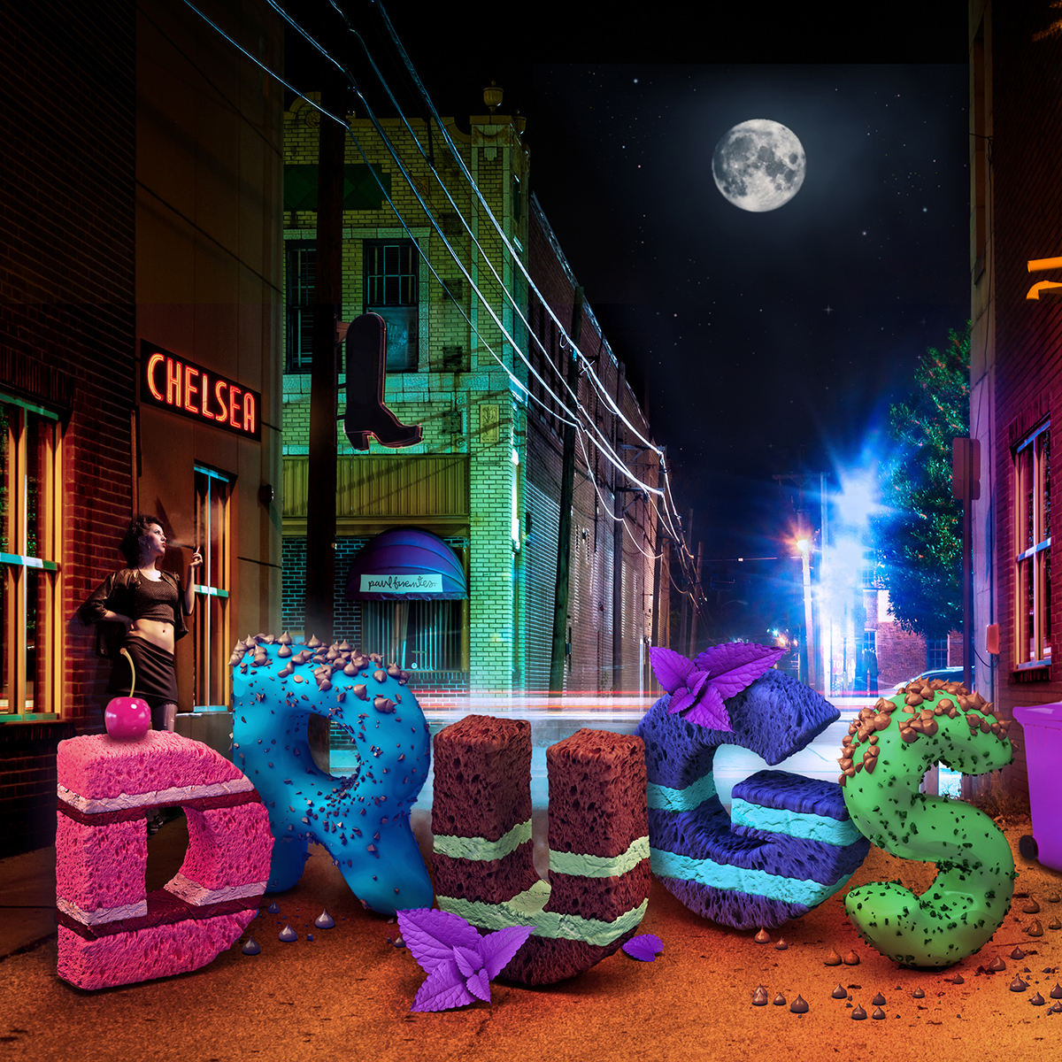 surreal Photoghraphic typographic lettering Drugs colorful letters cake Candy saturated saturation ligth photoshop lightroom lachapelle