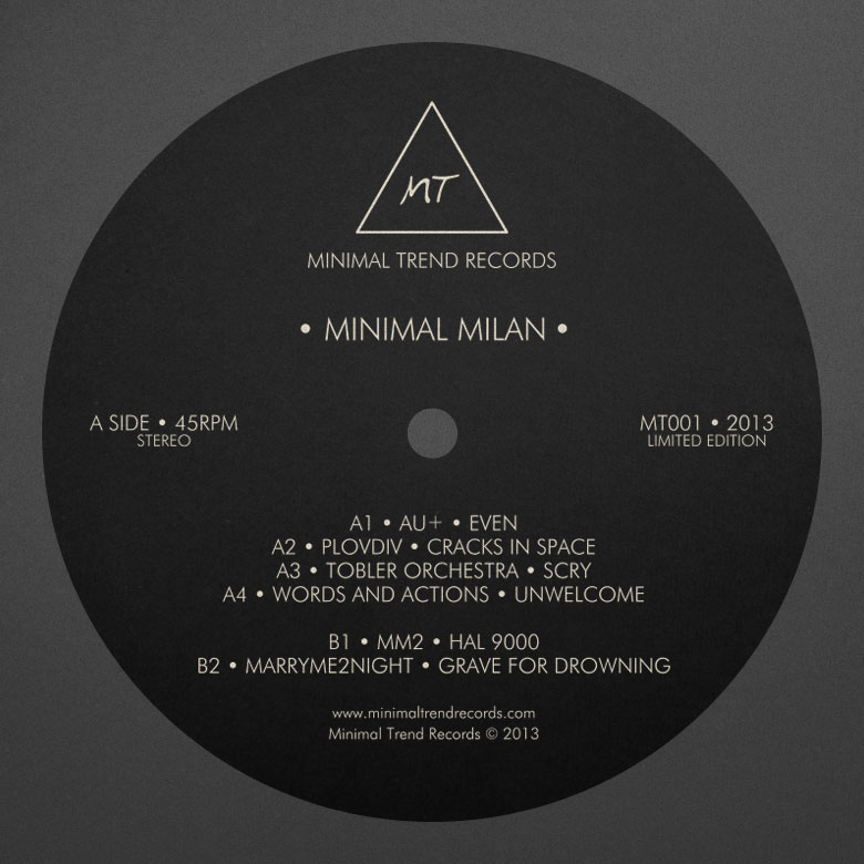 Minimal Milan 12" ep milan Minimal Trend Records Xiu AU+ plovdiv Tobler Orchestra Words and Actions MM2 MarryMe2Night vinyl limited edtion minimal