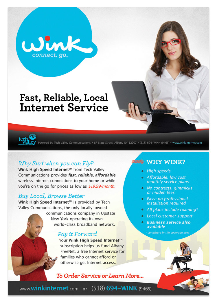 Internet service marketing   postcard design microsite design
