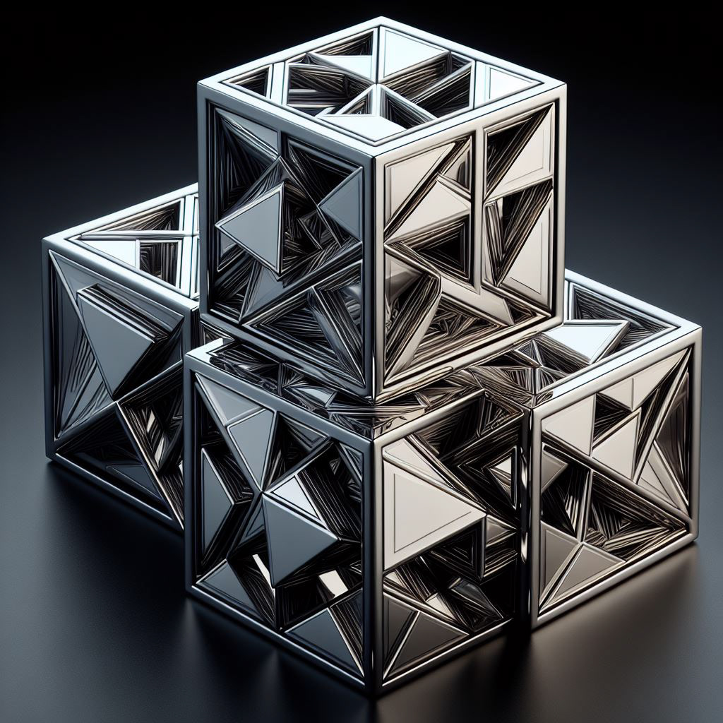Cubes perspective 3D metal