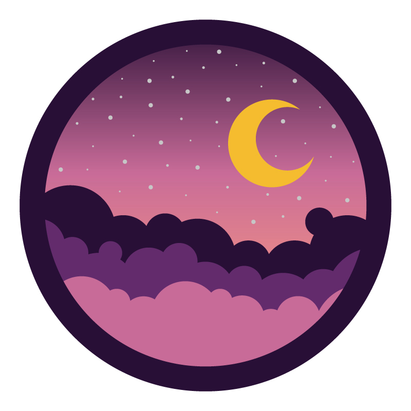 flat flat style night skyscape badge