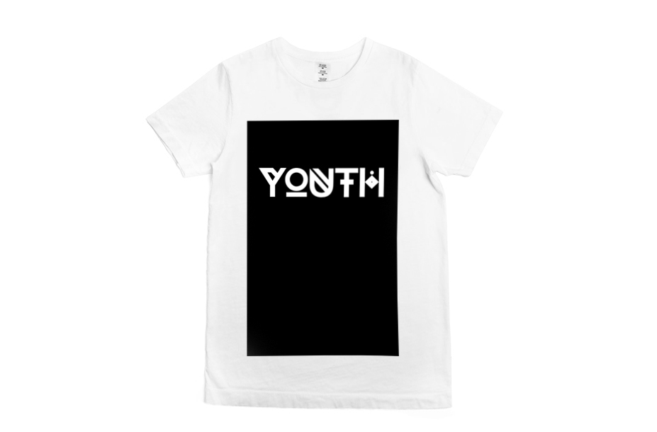 youth t-shirts black White font