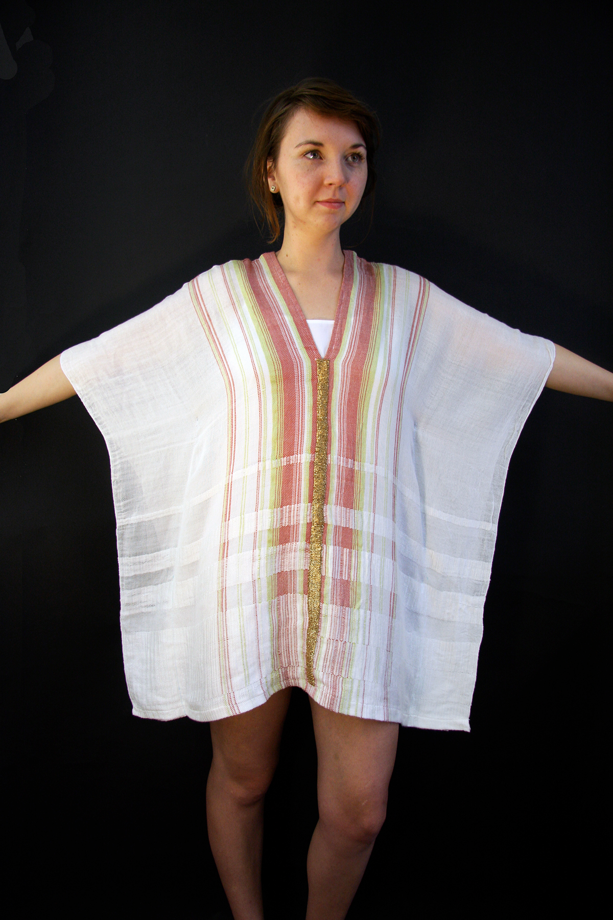 weaving bamboo Tencel linen dress huipil beading embellishment garment