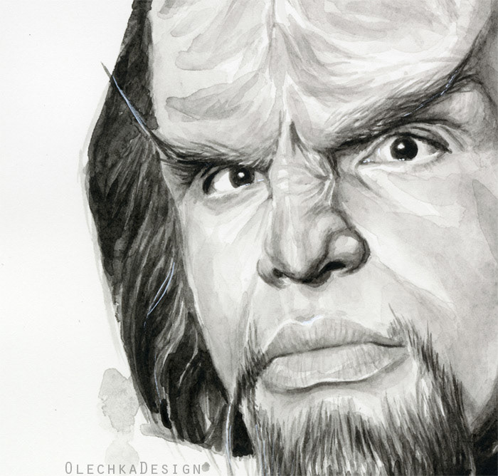 star-trek sci-fi watercolor fan-art Captain Picard spock Klingon worf william riker geordi la forge beverly crusher deanna troi star trek watercolor star trek portrait Data