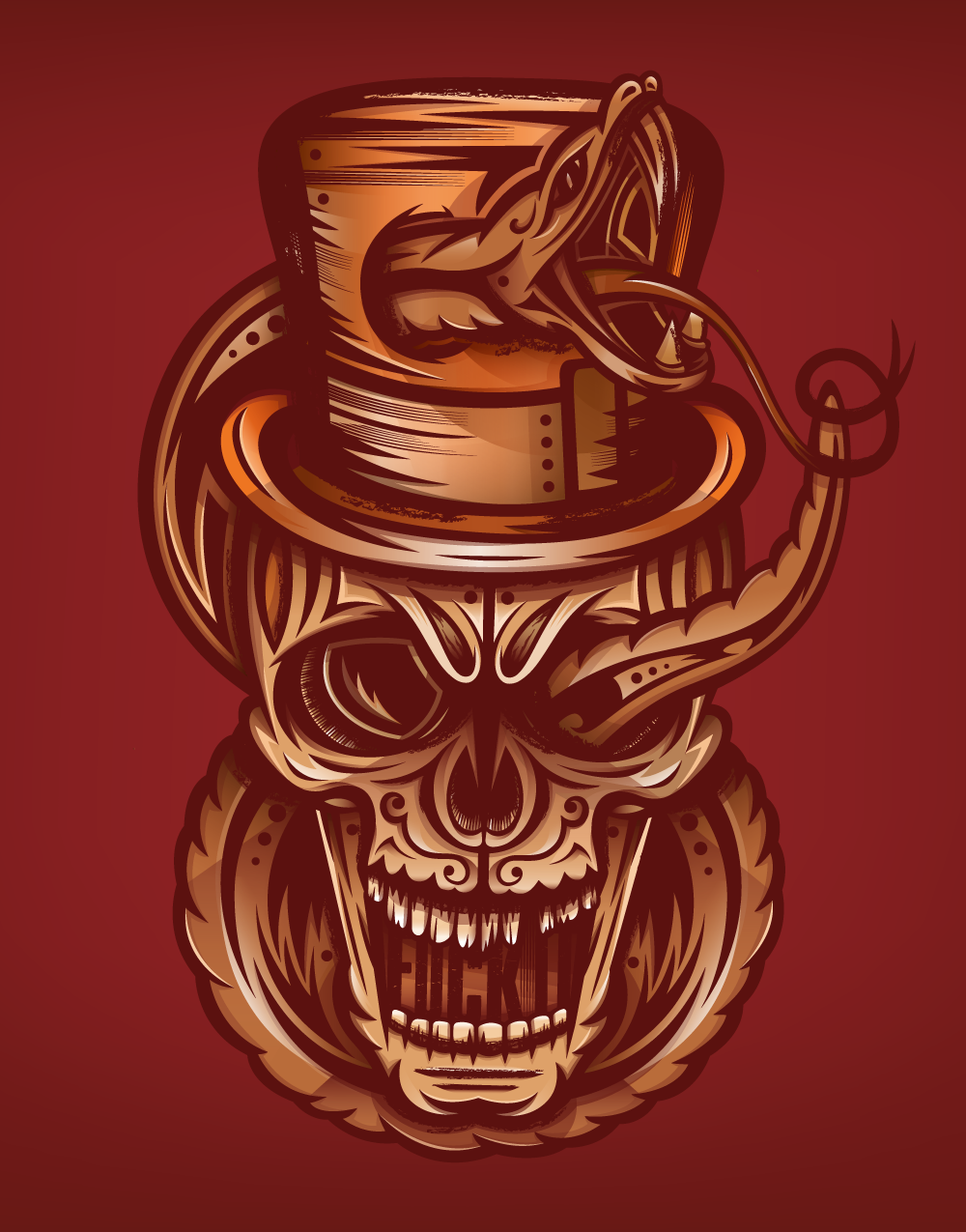skull death fantasy snake vector vectorart art t-shirt T-Shirt Design vector art