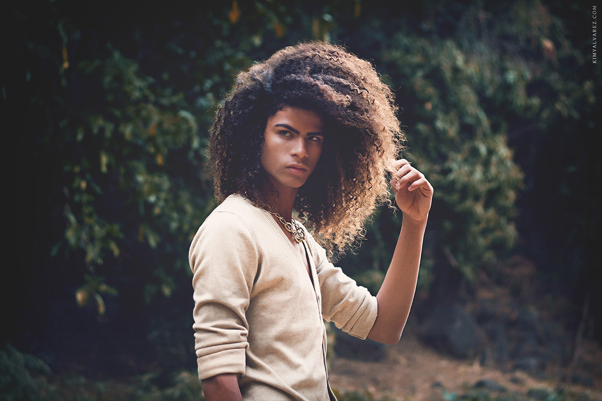 kimy alvarez photo shoot photoshoot man curly curly hair model Outdoor Nature styling  brands wild