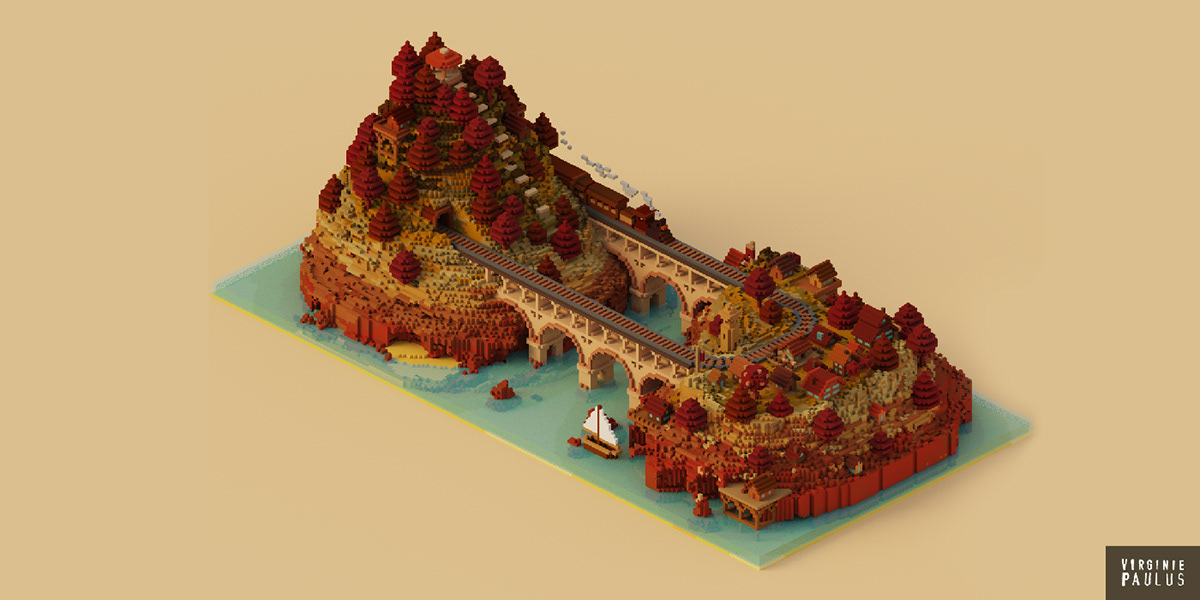 Diorama dollhouse Isometric lowpoly Magicavoxel pixel voxel voxel art