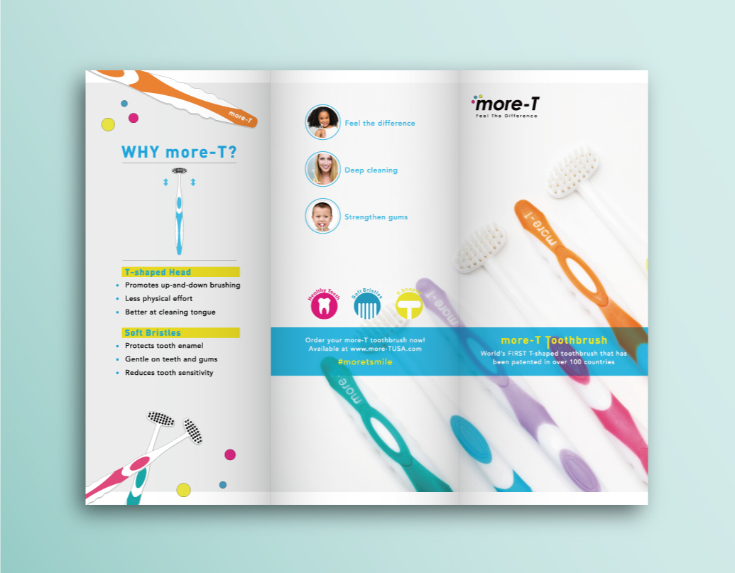 more-T toothbrush usa tooth brochure flyer design editorial Layout print paper Health toothpaste